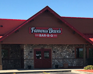 Storefront view of Taylor Famous Dave's location