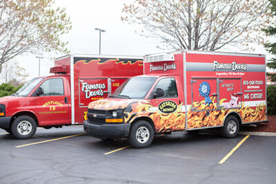 Famous Dave's BBQ catering trucks
