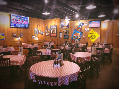 Tables inside Famous Dave's Restaurant